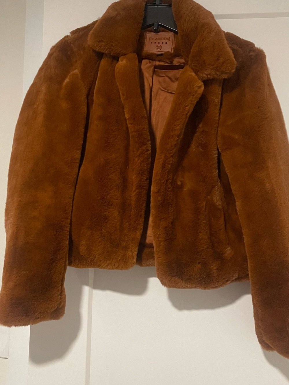 Blank NYC Faux Fur Cropped Jacket in Chestnut Brown
